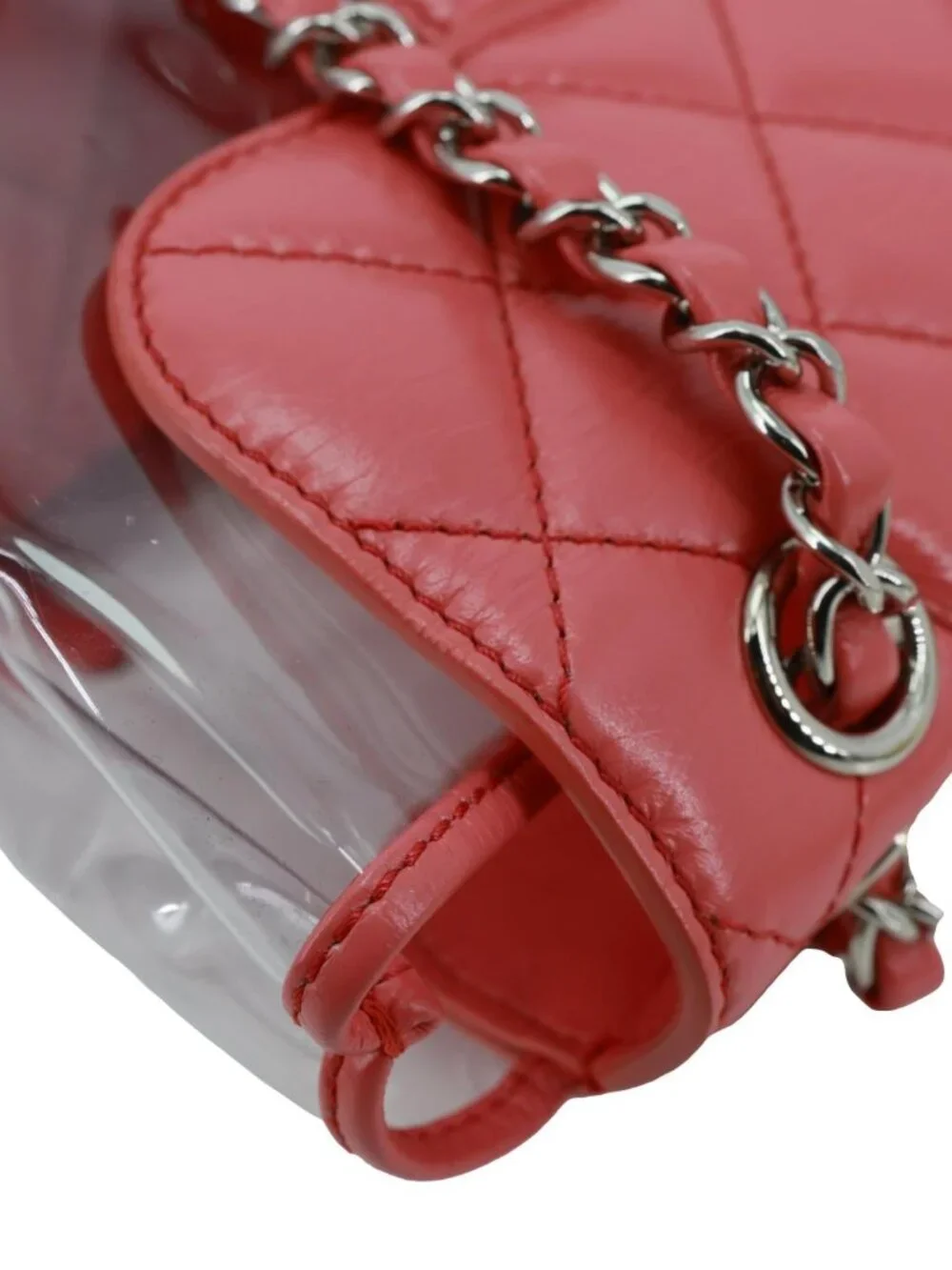 Chanel  Crumpled Crumpled Quilted Calfskin PVC Backpack Pink